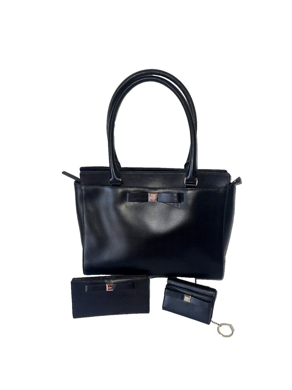 Kate Spade Montford Park Black  leather satchel wallet credit card holder $654